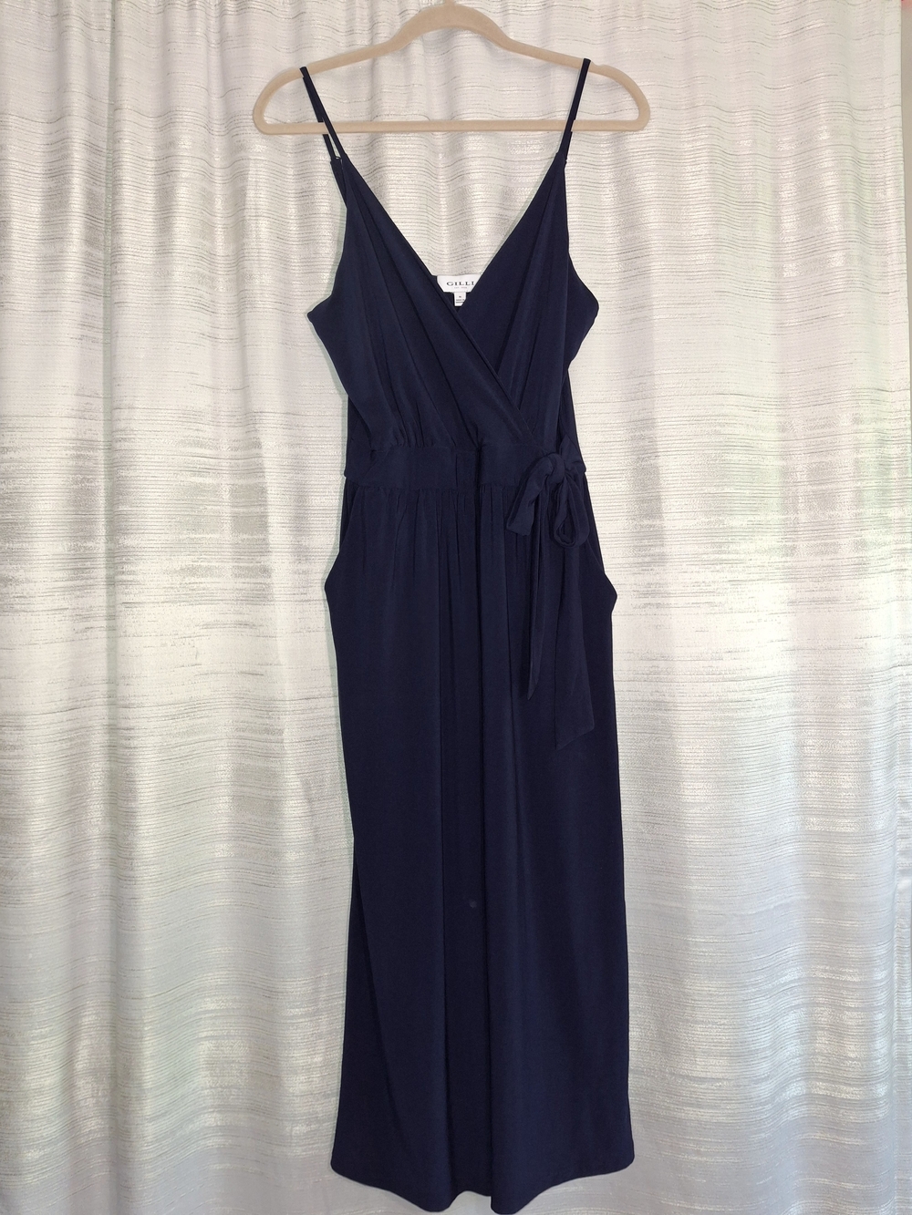 Gilli Navy Wrap Jumpsuit Spaghetti Strap & Tie Waist Medium